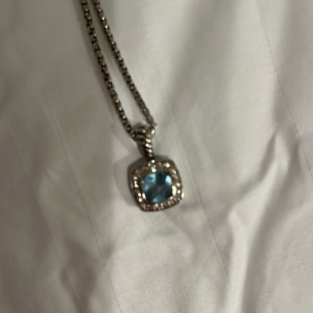 David Yurman chatelaine petite blue topaz with diamond necklace